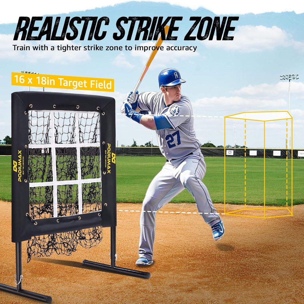 PodiuMax Baseball Pitching Net, 9 Hole Pitching Net with Strike