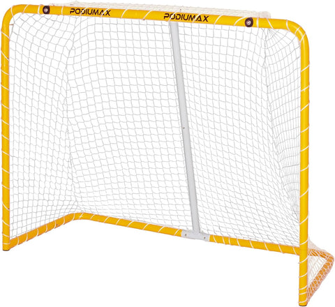 PodiuMax 54"x44" Youth Steel Street Hockey Goal, Indoor Outdoor Hockey Net for All Players, Portable Training Equipment, Youth Roller Hockey Goals with 2 Targets for Backyard Park Garage