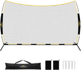 PodiuMax 16x10FT Barricade Backstop Net, All Ball Sports Barrier With Heavy-duty Steel Frame,Protective Net for Baseball, Lacrosse, Soccer, Basketball&More, Soccer Lacrosse Net for Backyard Park Field