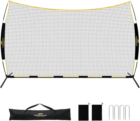 PodiuMax 16x10FT Barricade Backstop Net, All Ball Sports Barrier With Heavy-duty Steel Frame,Protective Net for Baseball, Lacrosse, Soccer, Basketball&More, Soccer Lacrosse Net for Backyard Park Field