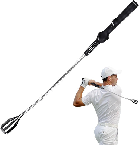 PodiuMax Golf Swing Trainer, Golf Grip Trainer for Tempo & Path, 2 Weights for Iron & Wood Hitting Chipping, Non-Slip Right Hand Ergonomic Swing Training Aid Golfers & Men & Beginners