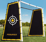 PodiuMax 4 in 1 Soccer Goal & Rebounder, 7x5ft Rebound Net with Upgrade Frame, Steel Ground Pass Net for Backyard Park Field, Soccer Kick Back Trainer for High Passing, Low Passing & Shooting Training