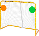 PodiuMax 54"x44" Youth Steel Street Hockey Goal, Indoor Outdoor Hockey Net for All Players, Portable Training Equipment, Youth Roller Hockey Goals with 2 Targets for Backyard Park Garage