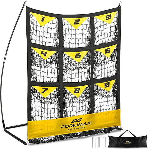 9 Hole Baseball Pitching Net, 42in x 50in Pitching Net with Strike Zone with Carry Bag