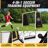 PodiuMax 4 in 1 Soccer Goal & Rebounder, 7x5ft Rebound Net with Upgrade Frame, Steel Ground Pass Net for Backyard Park Field, Soccer Kick Back Trainer for High Passing, Low Passing & Shooting Training