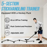 PodiuMax Hockey Stickhandling Trainer 5-Section, Portable Training Equipment and 1 Puck, for Stick Speed and Puck Control, Solid Hockey Training Aids with Adjustable Joints, Suitable for On & Off Ice
