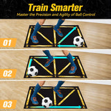 PodiuMax Soccer Training Mat, Football Training Mat with 1 Kick Back Trainer for Kids, Non-Slip Silent for Dribbling, Footwork, Agility, Soccer Training Equipment Indoor Outdoor