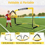 PodiuMax Kids Soccer Goal Set of 2, 4x3ft Pop up Portable Soccer Goals for Backyard, Soccer Net for Kids Age 3 4 5 6 7 8, Toddler Soccer Goal with 1 Ball, 1 Target Net, 10 Cones, 2 Targets for Gift