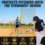 PodiuMax Baseball Softball Pitching Screen, 7x7FT Pitcher Protection Net with Upgrade Frame, Baseball Batting Pitching Net for Backyard Field Outdoor, Line Drive Protective L-Screen with Carry Bag