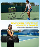 PodiuMax Pickleball Tennis Ball Hopper, Holds 180 Tennis-Balls or 150 Pickle Balls, Foldable Pickleball Caddy for Men Women Teen, Waterproof Tennis Ball Basket for Learners & Coaches