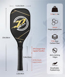 PodiuMax T700 Carbon Fiber Pickleball Training Paddle, 5.9" Elongated Handle & 16mm Sweet Spot Hexa Polymer Core, Practice Paddle for Control/Accuracy, Pickleball Racket for All Players(15" x 5.1")