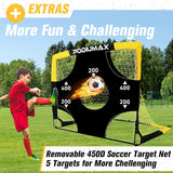 PodiuMax Kids Soccer Goal Set of 2, 4x3ft Pop up Portable Soccer Goals for Backyard, Soccer Net for Kids Age 3 4 5 6 7 8, Toddler Soccer Goal with 1 Ball, 1 Target Net, 10 Cones, 2 Targets for Gift