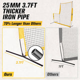 PodiuMax Baseball Softball Pitching Screen, 7x7FT Pitcher Protection Net with Upgrade Frame, Baseball Batting Pitching Net for Backyard Field Outdoor, Line Drive Protective L-Screen with Carry Bag