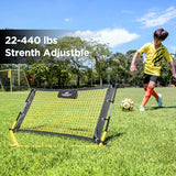 PodiuMax Upgraded Solo Soccer Rebounder Net, Improve Your Ground Passing Skills, Easy to Assemble and Disassemble, Comes with Bag and Stake