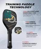 PodiuMax T700 Carbon Fiber Pickleball Training Paddle, 5.9" Elongated Handle & 16mm Sweet Spot Hexa Polymer Core, Practice Paddle for Control/Accuracy, Pickleball Racket for All Players(15" x 5.1")