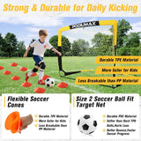 PodiuMax Kids Soccer Goal Set of 2, 4x3ft Pop up Portable Soccer Goals for Backyard, Soccer Net for Kids Age 3 4 5 6 7 8, Toddler Soccer Goal with 1 Ball, 1 Target Net, 10 Cones, 2 Targets for Gift