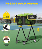 PodiuMax Pickleball Tennis Ball Hopper, Holds 180 Tennis-Balls or 150 Pickle Balls, Foldable Pickleball Caddy for Men Women Teen, Waterproof Tennis Ball Basket for Learners & Coaches