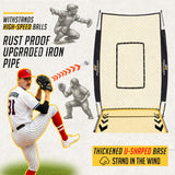 PodiuMax 7x4FT Baseball Pitching I Screen - Adjustable Strike Zone, Softball Net with Upgrade U-shaped Base, Baseball I Screen for Fields Batting Cages, Protective Net with Home Plate & Pitchers Plate