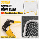PodiuMax Lacrosse Goal 6x6x7FT, with Upgrade Square Steel Frame Base, Foldable Lacrosse Goal Net with Carry Bag, Portable Lacrosse Net for Backyard Field Outdoor for Youth & Adults