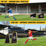 PodiuMax 4 in 1 Soccer Goal & Rebounder, 7x5ft Rebound Net with Upgrade Frame, Steel Ground Pass Net for Backyard Park Field, Soccer Kick Back Trainer for High Passing, Low Passing & Shooting Training