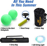 Pool Volleyball Net, 15-30FT Adjustable Net for Inground Pools with LED Lights & Heavy-Duty Base, with Water Volleyball for Pool, Pump & Carry Bag, Outdoor Pool Games for Family & Adults