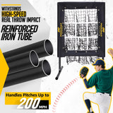 PodiuMax Baseball Pitching Net, 9 Hole Pitching Net with Strike Zone, 5 Adjustable Heights Baseball Throwing Net for All Ages, Heavey Duty Solo Trainer with Carry Bag for Backyard Practice