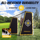PodiuMax 4 in 1 Soccer Goal & Rebounder, 7x5ft Rebound Net with Upgrade Frame, Steel Ground Pass Net for Backyard Park Field, Soccer Kick Back Trainer for High Passing, Low Passing & Shooting Training