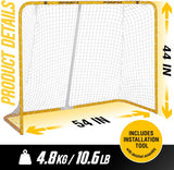 PodiuMax 54"x44" Youth Steel Street Hockey Goal, Indoor Outdoor Hockey Net for All Players, Portable Training Equipment, Youth Roller Hockey Goals with 2 Targets for Backyard Park Garage