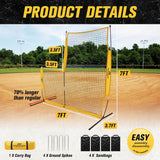 PodiuMax Baseball Softball Pitching Screen, 7x7FT Pitcher Protection Net with Upgrade Frame, Baseball Batting Pitching Net for Backyard Field Outdoor, Line Drive Protective L-Screen with Carry Bag