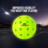 PodiuMax LED Lighted Pickleball Balls, Glow in The Dark Outdoor Pickleball Balls, Pack of 6