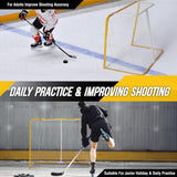 PodiuMax 54"x44" Youth Steel Street Hockey Goal, Indoor Outdoor Hockey Net for All Players, Portable Training Equipment, Youth Roller Hockey Goals with 2 Targets for Backyard Park Garage