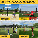 PodiuMax 16x10FT Barricade Backstop Net, All Ball Sports Barrier With Heavy-duty Steel Frame,Protective Net for Baseball, Lacrosse, Soccer, Basketball&More, Soccer Lacrosse Net for Backyard Park Field