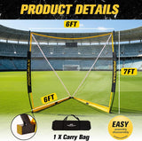 PodiuMax Lacrosse Goal 6x6x7FT, with Upgrade Square Steel Frame Base, Foldable Lacrosse Goal Net with Carry Bag, Portable Lacrosse Net for Backyard Field Outdoor for Youth & Adults