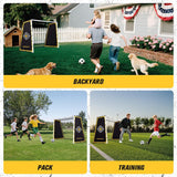 PodiuMax 4 in 1 Soccer Goal & Rebounder, 7x5ft Rebound Net with Upgrade Frame, Steel Ground Pass Net for Backyard Park Field, Soccer Kick Back Trainer for High Passing, Low Passing & Shooting Training