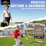 PodiuMax Baseball & Softball Pitching Net, 9 Hole Target Net with Strike Zone, Large Ball Collection System, Solo Practice for Backyard Park Field, Portable Baseball Throwing Trainer with Carry Bag