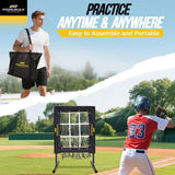PodiuMax Baseball Pitching Net, 9 Hole Pitching Net with Strike Zone, 5 Adjustable Heights Baseball Throwing Net for All Ages, Heavey Duty Solo Trainer with Carry Bag for Backyard Practice