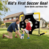 PodiuMax Kids Soccer Goal Set of 2, 4x3ft Pop up Portable Soccer Goals for Backyard, Soccer Net for Kids Age 3 4 5 6 7 8, Toddler Soccer Goal with 1 Ball, 1 Target Net, 10 Cones, 2 Targets for Gift