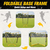 PodiuMax Lacrosse Goal 6x6x7FT, with Upgrade Square Steel Frame Base, Foldable Lacrosse Goal Net with Carry Bag, Portable Lacrosse Net for Backyard Field Outdoor for Youth & Adults