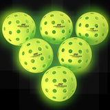 PodiuMax LED Lighted Pickleball Balls, Glow in The Dark Outdoor Pickleball Balls, Pack of 6