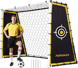 PodiuMax 4 in 1 Soccer Goal & Rebounder, 7x5ft Rebound Net with Upgrade Frame, Steel Ground Pass Net for Backyard Park Field, Soccer Kick Back Trainer for High Passing, Low Passing & Shooting Training