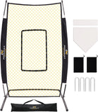 PodiuMax 7x4FT Baseball Pitching I Screen - Adjustable Strike Zone, Softball Net with Upgrade U-shaped Base, Baseball I Screen for Fields Batting Cages, Protective Net with Home Plate & Pitchers Plate