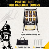 PodiuMax Baseball & Softball Pitching Net, 9 Hole Target Net with Strike Zone, Large Ball Collection System, Solo Practice for Backyard Park Field, Portable Baseball Throwing Trainer with Carry Bag