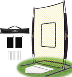 PodiuMax 7x4FT Baseball Pitching I Screen - Adjustable Strike Zone, Softball Net with Upgrade U-shaped Base, Baseball I Screen for Fields Batting Cages, Protective Net with Home Plate & Pitchers Plate